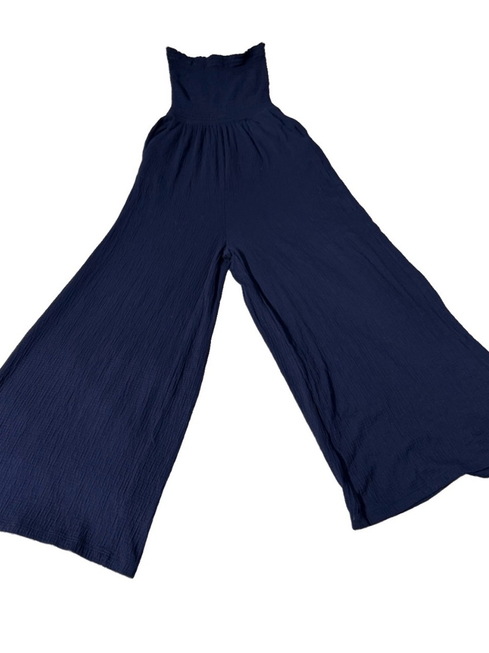 Love Tree size small Wide-Leg Navy High-Waist Jumpsuit smocked